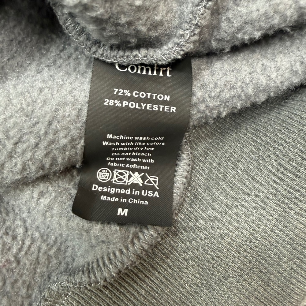 Comfrt Mens Gray Embroidered Logo Pullover Fleece Hoodie Size M - Picture 6 of 7